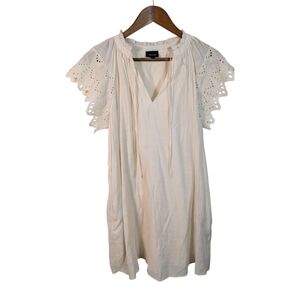 Who What Wear X Target Ivory Cream Eyelet Sleeves Flowy Cotton Mini Dress